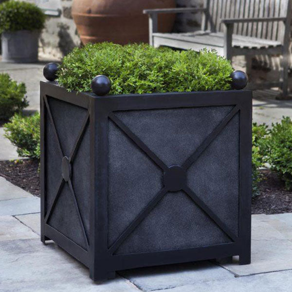 Square Villandry Planter - Lead Lite - filled with plants in the backyard
