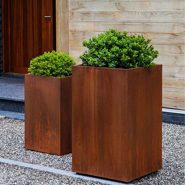 Tall Steel Cube Planter - Steel - Set of 2 Campania International
