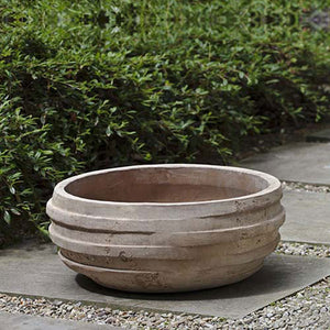 Tela Bowl Planter - Antico Terra Cotta - Set of 3 on concrete in the backyard
