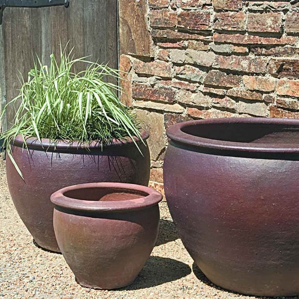 Tron Cao Pot Planter - Black Clay - Set of 3 Campania International