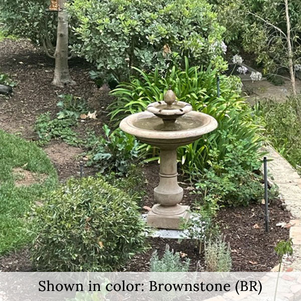 Upclose Campania palos verdes fountain in action in backyard